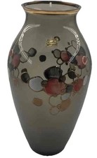 Egermann Czech Republic Bohemia 24K Gold Hand Painted Art Medium Glass Vase 13” picture