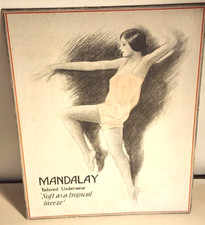 VINTAGE EASEL BACK COUNTER DISPLAY MANDALAY UNDERWEAR SCANTILY CLAD WOMAN picture