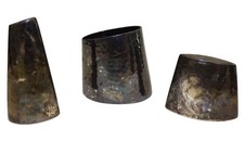Vtg Minimalist Brutalist Hammered Metal Salt & Pepper Shakers W Spice Sugar Jar picture