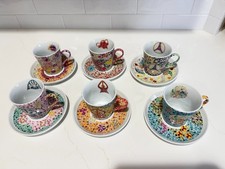 Giordano di Ponzano GDP Mosaic Cappuccino Cup & Saucer Set – six 6 oz cups picture