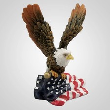 Lipco Polyresin Eagle with Flag Figurine, 5-inch Height, Tabletop Decoration picture