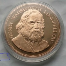 Poetry Poet Henry Wadsworth Longfellow Beautiful Bronze Medal  picture
