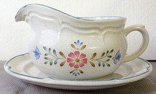 Vintage International Stoneware Japan Floral Gravy Boat & Underplate Saucer Set picture