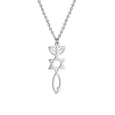 VASSAGO Stainless Steel Messianic Seal Necklace Jesus Fish Ichthys Pendant picture