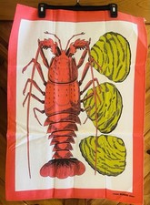 Vintage Creazioni Zucchi Milano Lobster Tea Towel Italy for Sibley MCM 28.5 X 21 picture