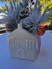 Martha Stewart Collection Florale Christmas Ceramic House Arrangement Faux Pine picture