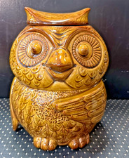 VTG McCoy Pottery Owl Cookie Jar #204 USA Glazed 10 ¼” USA Harvest Gold Brown picture