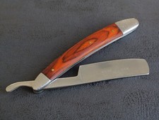 OG Vintage Shaving Straight Razor Chrome Mirror Finish Wood Handle Sharp Barber picture