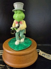 Vtg The Music Box Shop Frog Playing The Saxaphone Music Box Works Victoria Impex picture