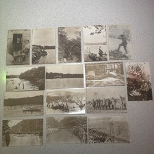 K43/ Sebago Lake Maine RPPC Postcard Set Of 15 c1910 Boy Scouts Parade Cabin 1 picture
