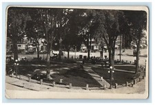 c1910 City Park Monument Streetcar Trolley Horse Wagon RPPC Photo Postcard picture