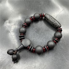 Vintage Style Black Agate Bracelet Tibetan Dzi Bead Agate Hand Chain Old Agate picture