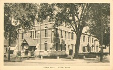 Town Hall, Ayer, Massachusetts Albertype Postcard Antique c1910 Geo.H.Hill Pub.N picture