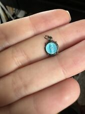 Vintage Blue Virgin Mary Lady Of Guadeloupe Pendant picture