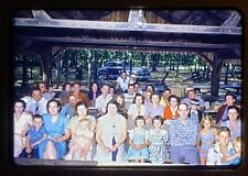 Vtg 1953 35mm Slide - Family Reunion Picnic in Shelter - Kodachrome picture