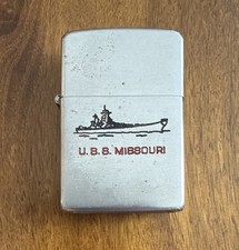 RARE Vintage 1940s ZIPPO U.S.S. MISSOURI FULL SIZE LIGHTER/SURRENDER COIN picture