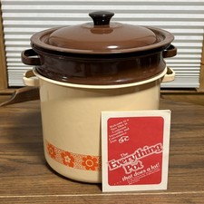 Vintage 70s GHC Enamelware The Everything Pot Orange Flower 5 Piece NOS picture