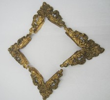 *True Antique Brass Frame Brackets -  Victorian  Ornate, Set of Four  z picture