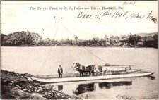 1908 THE FERRY PENN to NJ DELAWARE RIVER BUSHKILL PENNSYLVANIA ARTINO POSTCARD picture