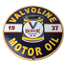 Vintage Valvoline Motor Oil Sign - Gas Pump Service Station Porcelain Ad Sign picture