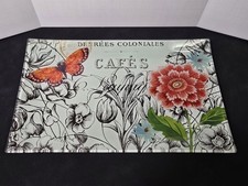 208PARK Glass Serving Tray French Botanical Floral Butterfly Vanity Vanity Dish  picture