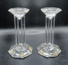 Two (2) Lenox Crystal Candle Holders Double Column-Octagon Base, Pillar & Top 6