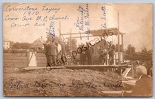K47/ Columbus Ohio RPPC Postcard c1910 Como Avenue M.E. Church Cornerstone 357 picture