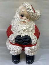 Vintage 70’s Large Ceramic Atlantic Mold Winking Santa Claus Christmas Pearlesce picture