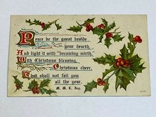 Peace Be the Guest M M C Day Antique Christmas Postcard Vintage Holiday 1910 Old picture
