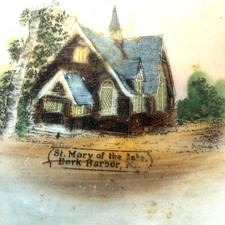 DARK HARBOR , MAINE ME Antique ST MARY OF THE ISLE Souvenir Cobalt Plate Dish picture