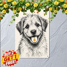 Cute Dog Portrait Tin Sign Charming Puppy Pet Canine Iron Metal Wall Plaque picture