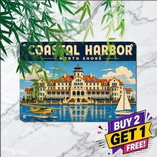 Grand Harbor Hotel Landmark Sign Vintage Coastal Poster Metal Plaque 8x12 picture