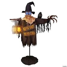 78-Inch Animated Scarecrow With Lantern And Sign picture