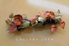 VINTAGE MID CENTURY FLOWER BRANCH TABLE METAL SCULPTURE HANGING WALL ART 1970s picture