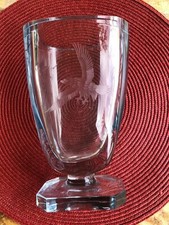 Orrefors Crystal Vase etched Eagle curved rectangle shape 8
