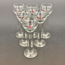 Vintage LINIE fra Norge Aquavit Shot Glasses Pedestal Cordial Lot of 6 Norway picture