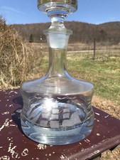 Crystal Decanter Nautical Themed Queens Award By Leonard Clear Ships Stunning  picture