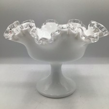 Fenton Silver Crest Milk Glass Compote picture