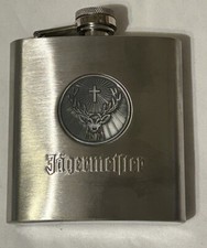 New Jagermeister Flask 6oz Stainless Steel Deer Head Logo On Front picture