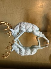 Herend Stag With Feet Back GREEN FISHNET 15592 picture