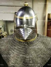 14 Ga Medieval Bacinet Houndskull Helmet Chainmail Pig Face Visor.Tariff Free picture