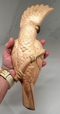 Vtg 1960s Mid Century Chalkware Cockatoo Parrot Flame Crest Wall Plaque 13.75” picture