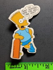 Vintage 1989 Bart Simpson Skateboard Pinback Pin picture