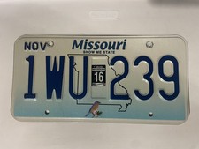 2016 Missouri License Plate November 16 1WU 239 picture