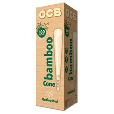 OCB Bamboo 1 1/4 Cones Unbleached Pre-Rolled Cones 84mm (100 Count Cone Tower) picture