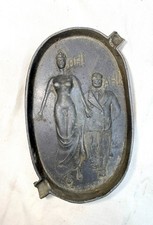 vintage naughty risque speakeasy double sided figural metal ashtray  picture