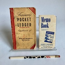 Vintage 1949 Farmer's Pocket Ledger, 1972 Memo Book & REAL Dairy Pencil picture