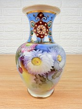 1920s Noritake M Wreath Hand Painted Porcelain Vase Floral Gilt Japan 8” picture