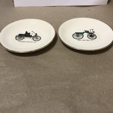 The Harker Pottery Co. Antique Car Mini Gold Trim Plates Coasters Set of 2 picture