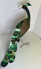 1965 Vintage MASKETEERS, INC PEACOCK Wood & Metal Mid Century Wall Art Sculpture picture